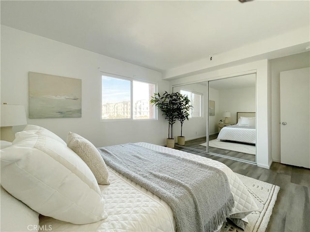 bedroom featuring a closet and hardwood / wood-style floors