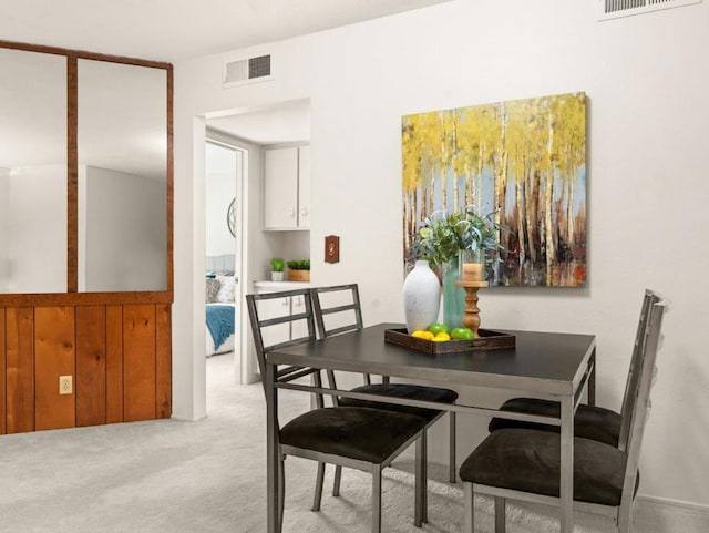 view of carpeted dining room