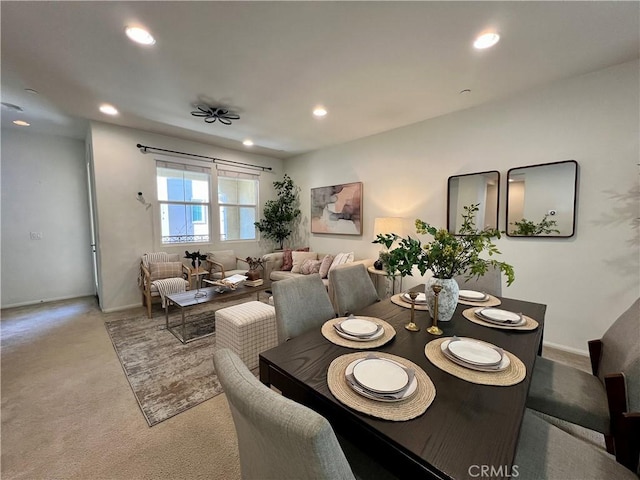 view of carpeted dining room