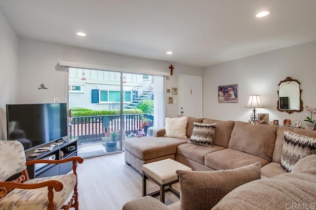 living room featuring light hardwood / wood-style floors