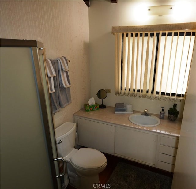 bathroom with vanity and toilet