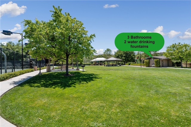 view of home's community featuring a gazebo and a lawn