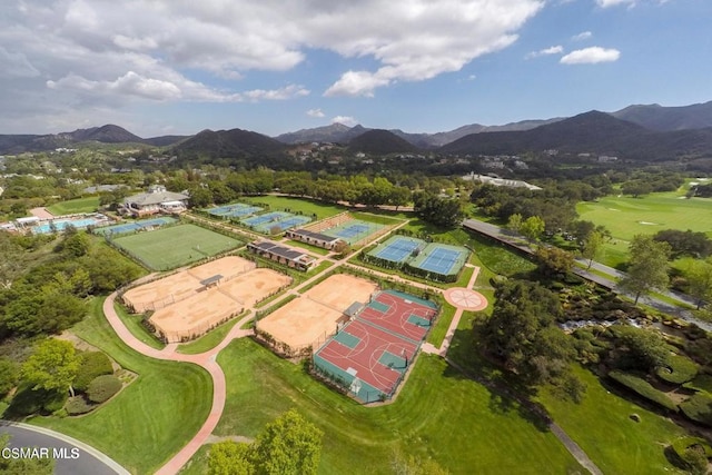 aerial view with a mountain view