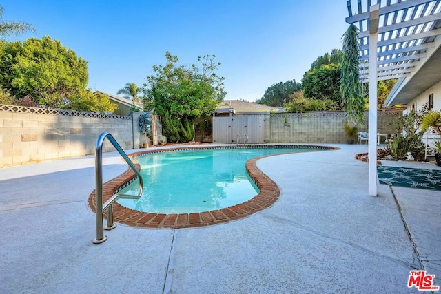 view of swimming pool with a patio area