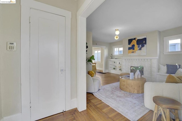 living room with wood-type flooring