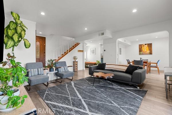 living room with hardwood / wood-style flooring