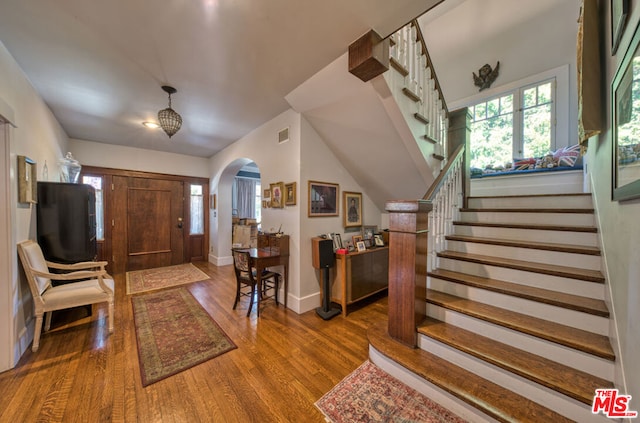 entrance foyer featuring wood-type flooring