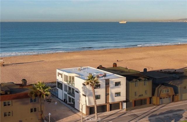 view of water feature with a view of the beach