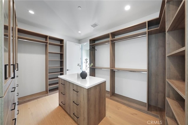 spacious closet with light wood-type flooring