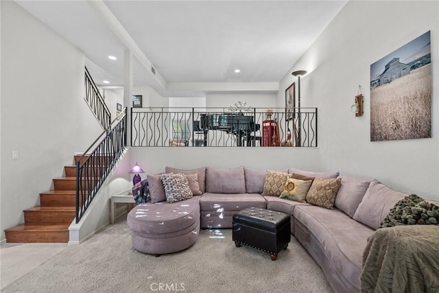 living room featuring carpet