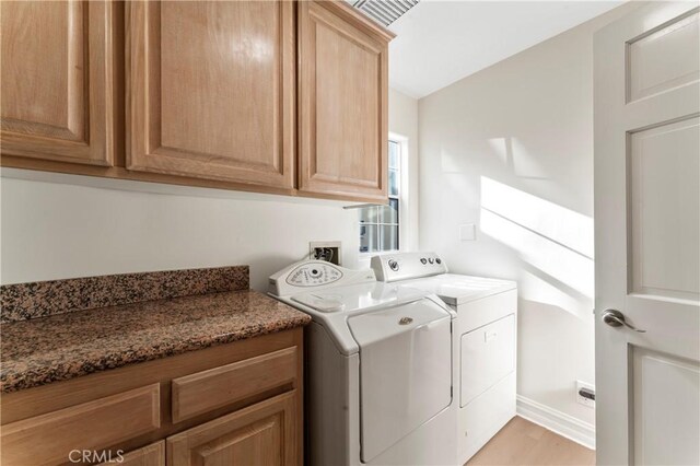 2355 N Beverly Glen Blvd, Los Angeles, CA 90077 - laundry room with separate washer and dryer, cabinet space, and light wood finished floors