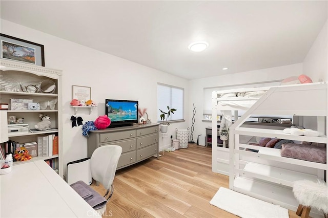 office area featuring light hardwood / wood-style floors