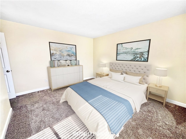 carpeted bedroom featuring baseboards