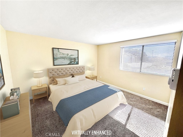 bedroom featuring baseboards and a textured ceiling