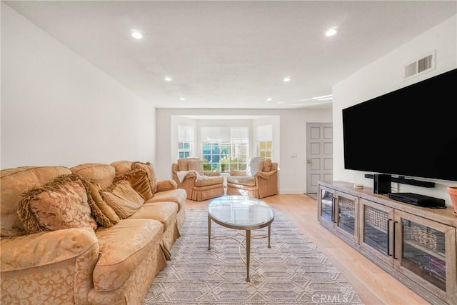 living room featuring light hardwood / wood-style floors