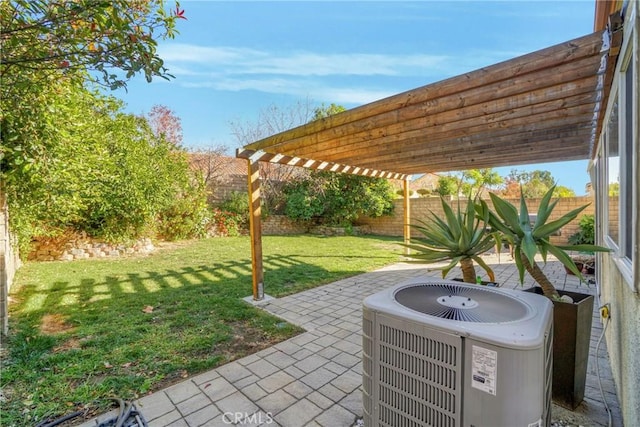 view of patio featuring a pergola and cooling unit