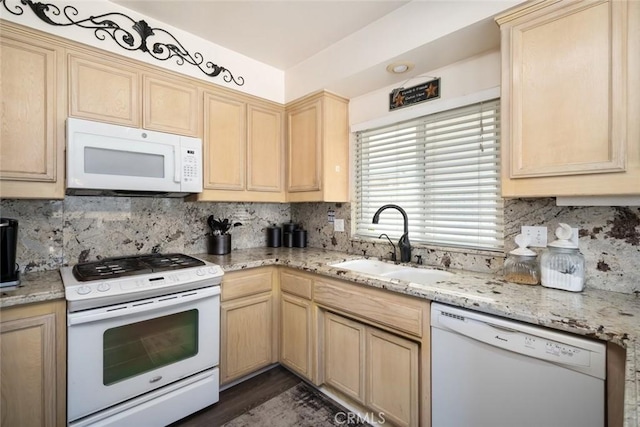 1652 Strand Way, Oceano, CA 93445 - kitchen featuring white appliances, light brown cabinets, and decorative backsplash