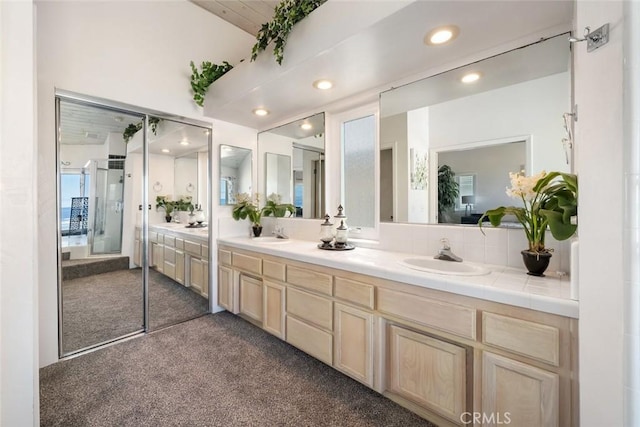 1652 Strand Way, Oceano, CA 93445 - bathroom with double vanity, recessed lighting, and carpet