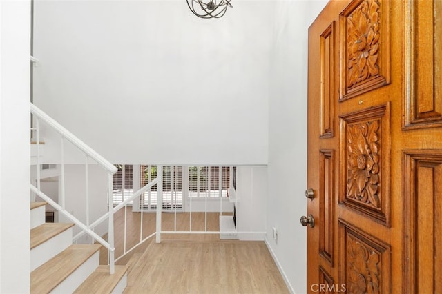 foyer entrance featuring light wood-type flooring