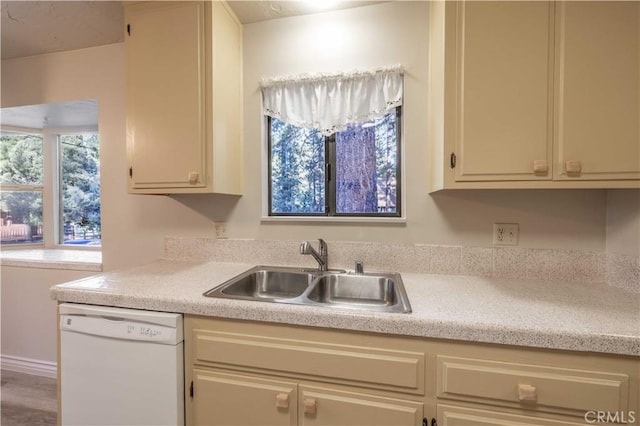 kitchen featuring dishwasher, cream cabinetry, and sink