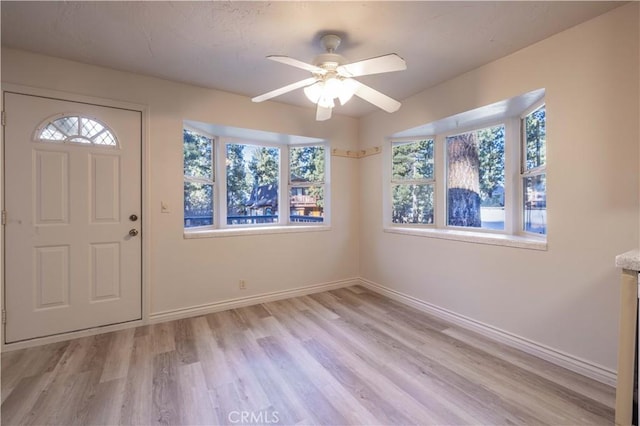 2028 Manzanita Ln, Big Bear City, CA 92314 - foyer with light wood-type flooring and a ceiling fan