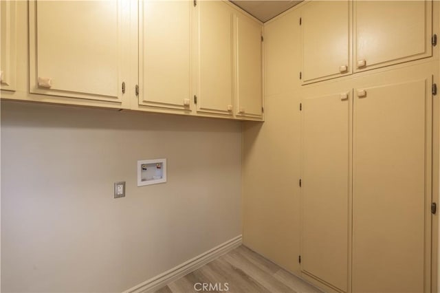 2028 Manzanita Ln, Big Bear City, CA 92314 - laundry area with cabinet space, washer hookup, and light wood-style floors