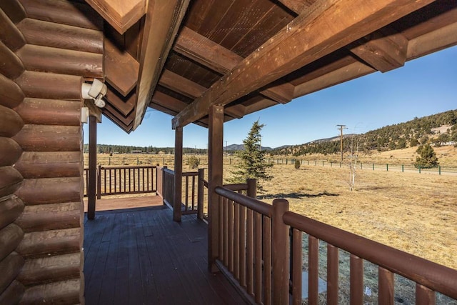 deck featuring a rural view