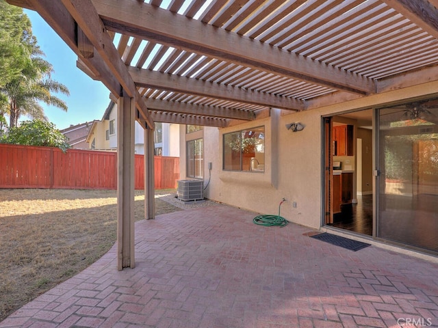 view of patio featuring a pergola and central air condition unit