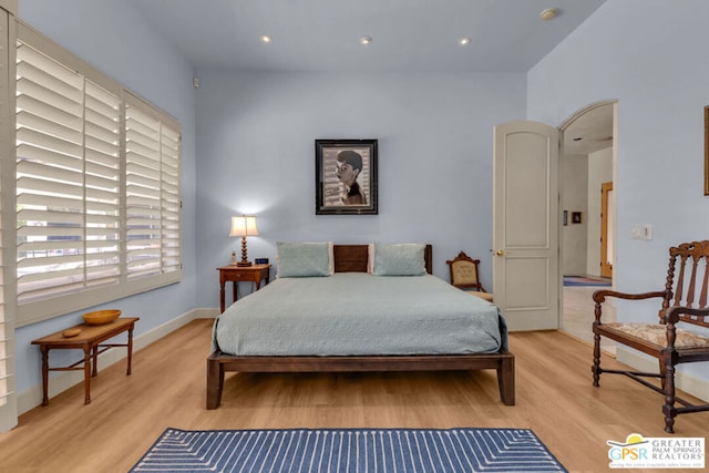 bedroom featuring light wood-type flooring