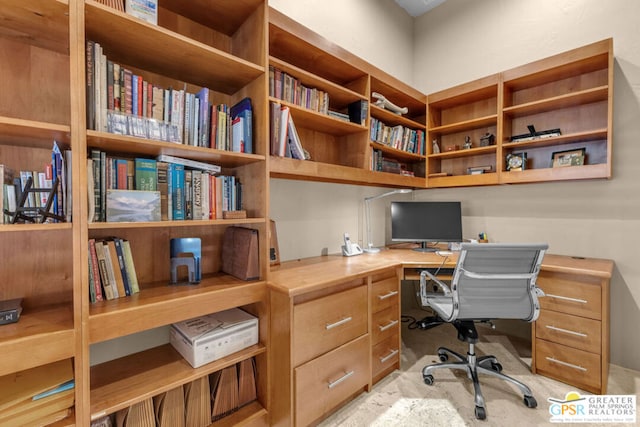 office space featuring built in desk