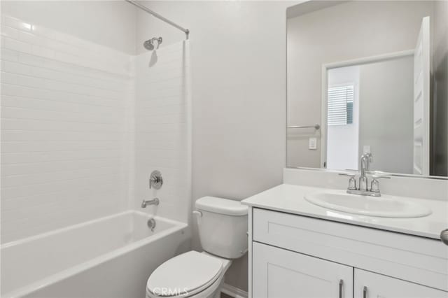 full bathroom with vanity, toilet, and shower / bathing tub combination