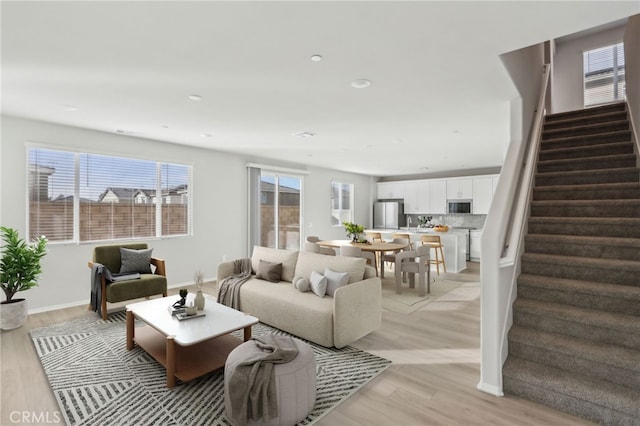 living room featuring light hardwood / wood-style floors