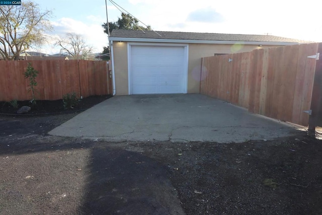 view of garage