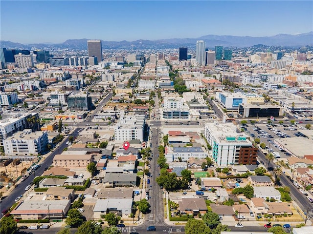 drone / aerial view with a mountain view