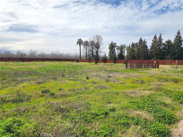 view of yard with fence and a rural view