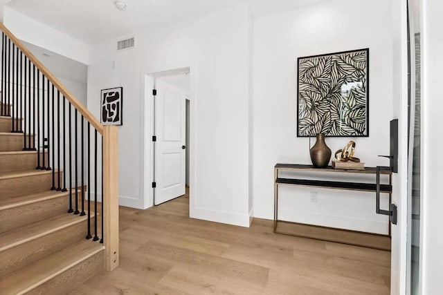 entrance foyer featuring light wood-type flooring