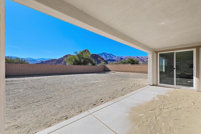 view of patio featuring a mountain view