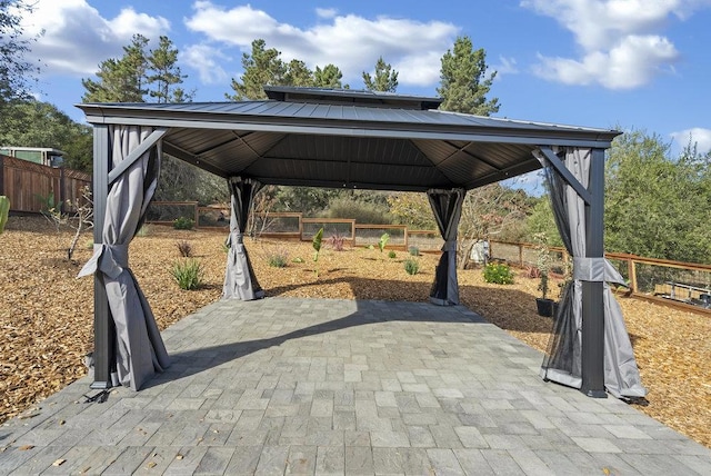 view of patio / terrace featuring a gazebo