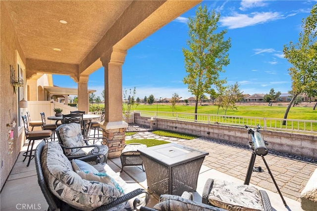 view of patio featuring an outdoor living space