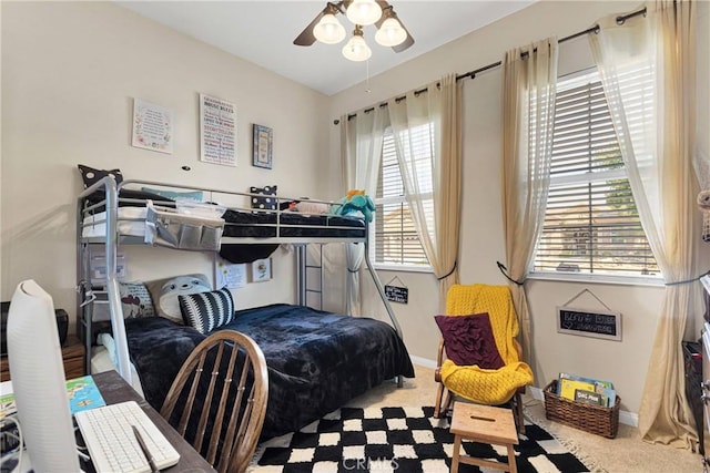 bedroom featuring ceiling fan