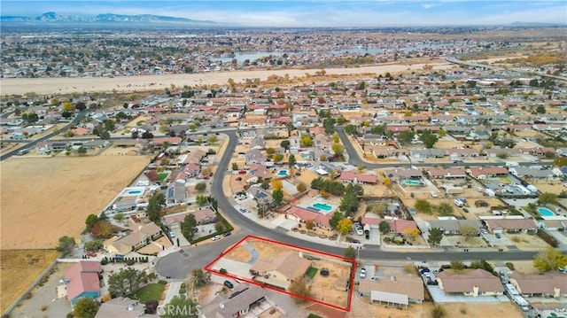 aerial view with a mountain view