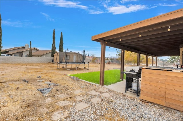 view of yard with a trampoline