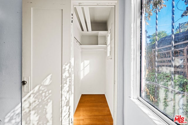 interior space with hardwood / wood-style floors