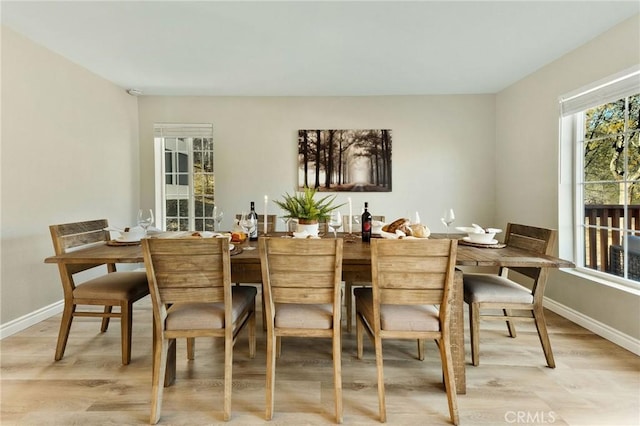 28164 N Bay Rd, Lake Arrowhead, CA 92352 - dining space featuring light wood finished floors and baseboards