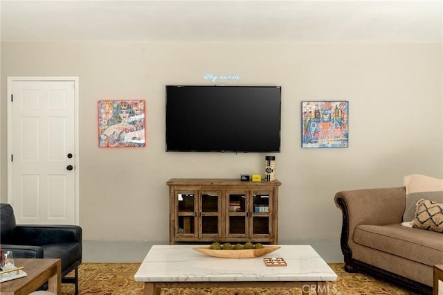 living room featuring light colored carpet