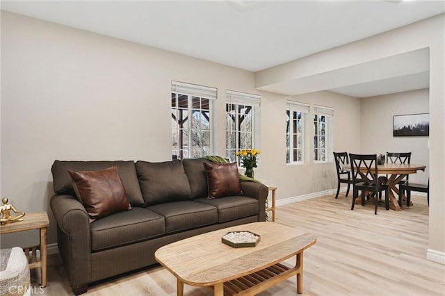 28164 N Bay Rd, Lake Arrowhead, CA 92352 - living room with baseboards and light wood-style flooring