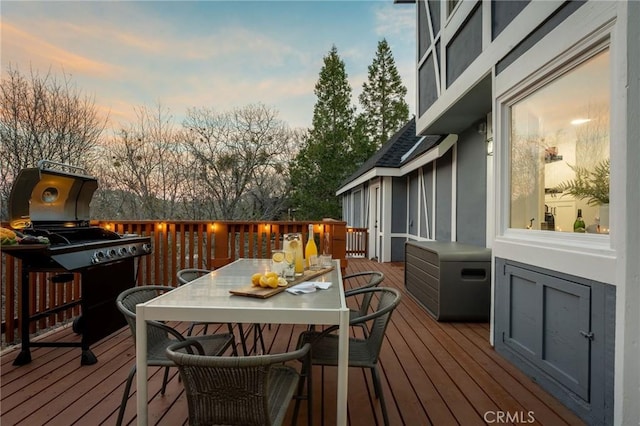 28164 N Bay Rd, Lake Arrowhead, CA 92352 - deck at dusk with outdoor dining area