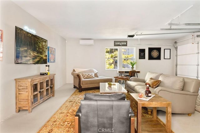 28164 N Bay Rd, Lake Arrowhead, CA 92352 - living area featuring a wall mounted AC and finished concrete floors