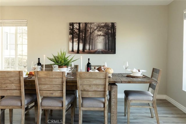 28164 N Bay Rd, Lake Arrowhead, CA 92352 - dining room with wood finished floors and baseboards