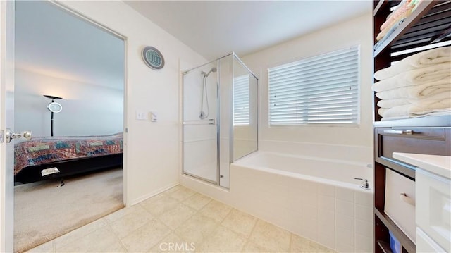 bathroom with plus walk in shower